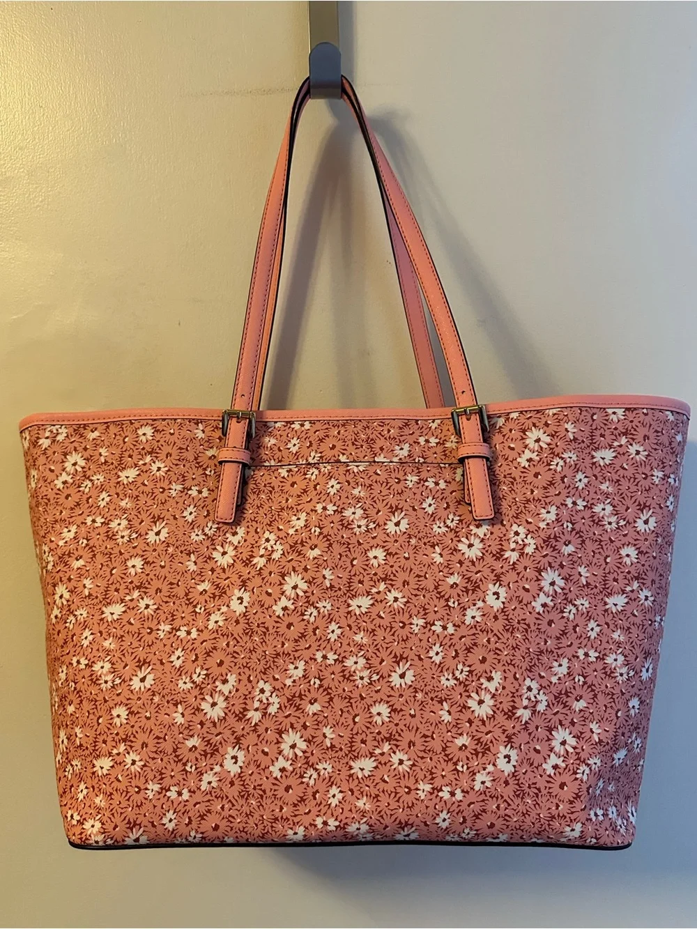 Michael Kors Hamilton Pink Floral Blossom East West Leather Satchel